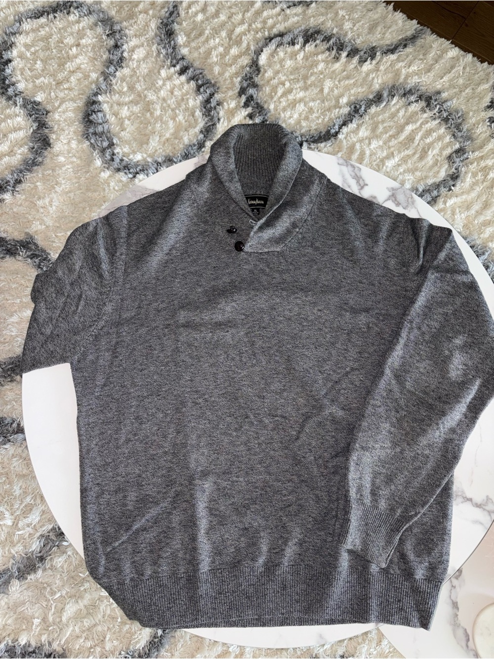 Neiman Marcus Grey Ribbed Knit Jacket - Picture 3 of 5